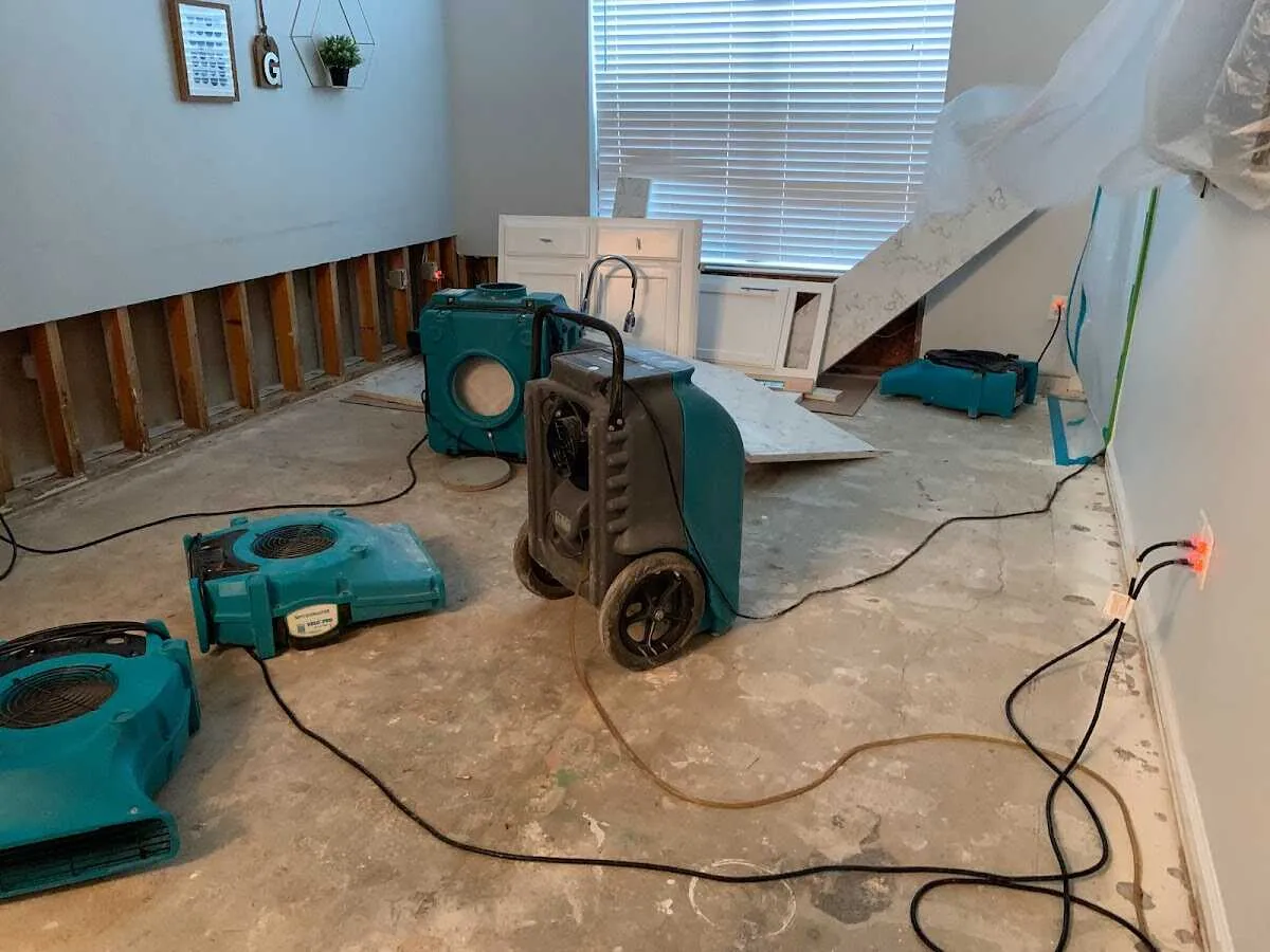 Dehumidifier in flood-cut room for Water Damage Restoration in Benton Harbor